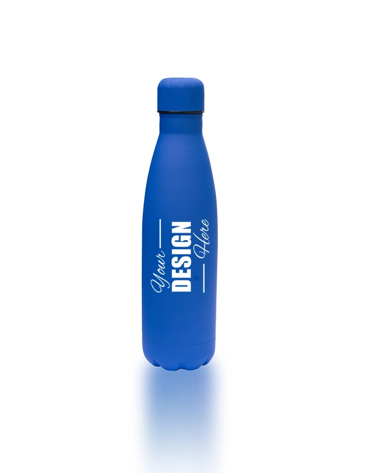 Blue Matte Water Bottle 500ml – Stainless Steel, Double Wall Insulated, Reusable Sports & Travel Bottle